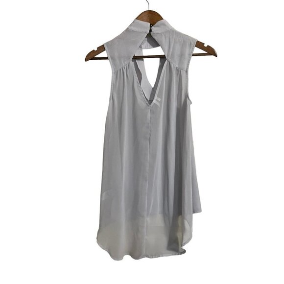 Studio Y Womens Y2K Gray Embellished Halter Neck Keyhole Semi Sheer Blouse Small - Picture 9 of 9